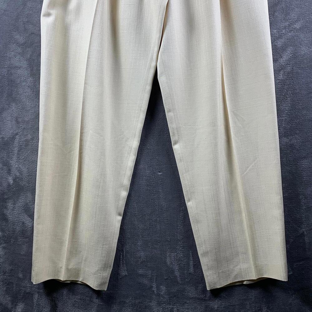 VTG 1970s Saint Laurent Rive Gauche Cream Linen Wide Trousers (717) - Picture 6 of 10